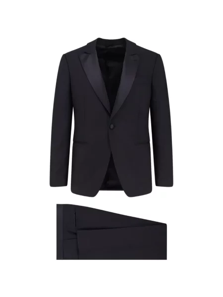 Costum Lardini din satin cu rever negru