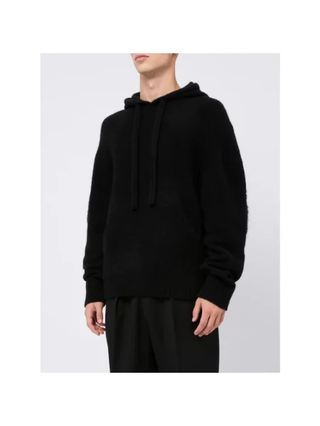 Bluza z kapturem Laneus wełniana z kapturem czarna