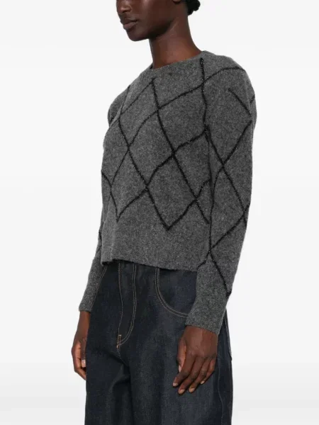 Pulover Pennyblack cu paiete cu model argyle gri