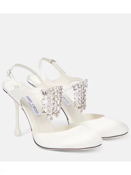 Pantofi cu toc Jimmy Choo din satin alb