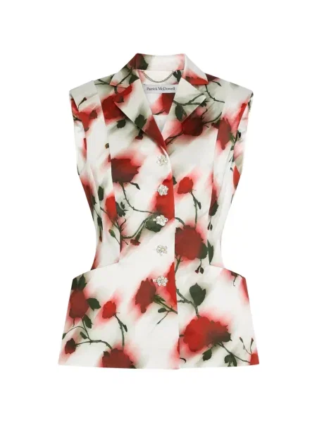 Vestă cu nasturi Patrick Mcdowell cu model floral alb