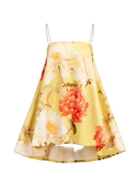 Rochie mini Leo Lin de in cu model floral cu imagine galben