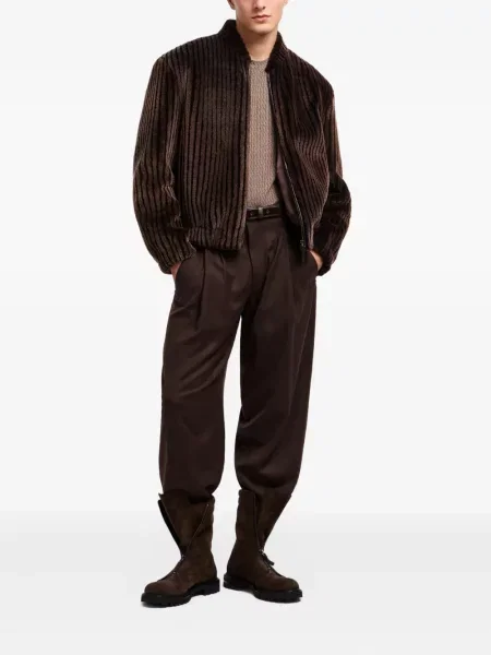 Pantaloni Giorgio Armani de lână plisate maro