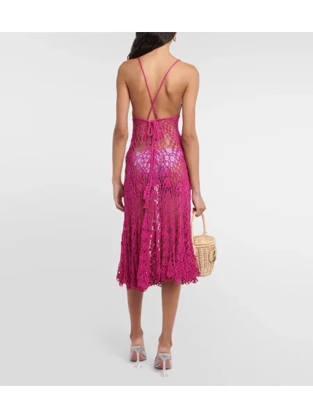 Rochie midi Anna Kosturova tricotate până la genunchi de costum roz