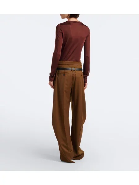 Pantaloni Ferragamo de lână maro