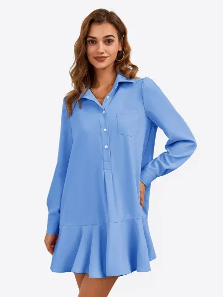 Imily Bela Rochie tip bluză albastru