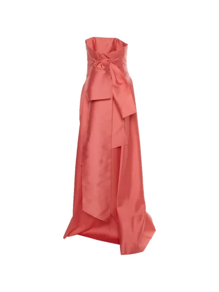 Rochie maxi Paule Ka drapată fără bretele roz