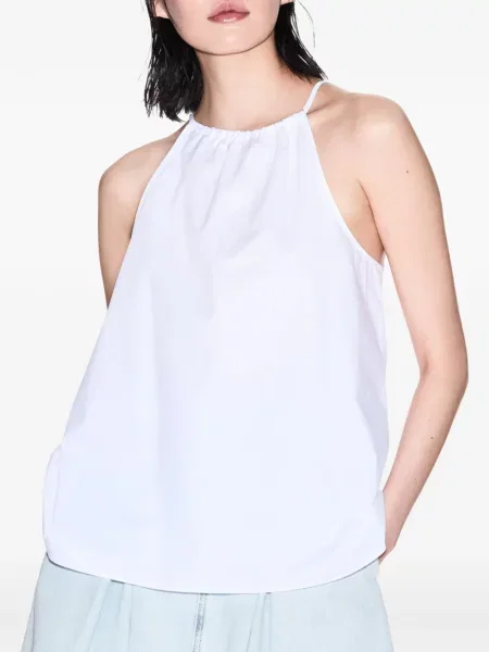 Bluză Armani Exchange cu gât halter alb