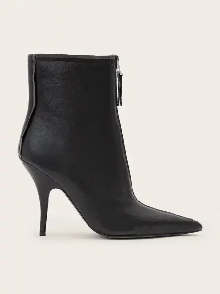 AllSaints botine cu înalt pentru femei din piele Vera Zip Boot negru