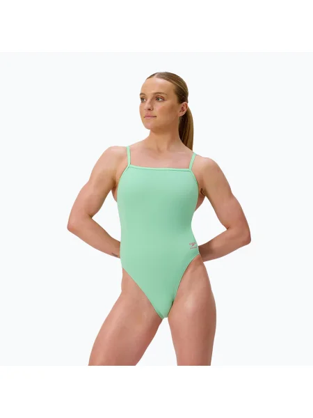 Дамски цял бански костюм Speedo FL Solid Web Back alfalfa green зелено
