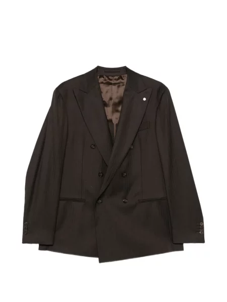 Costum Luigi Bianchi Mantova cu două rânduri de nasturi maro