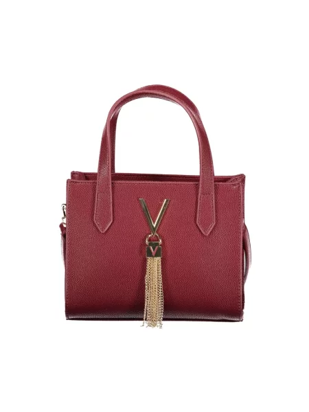 Lniana torebka Valentino elegancka bordowa