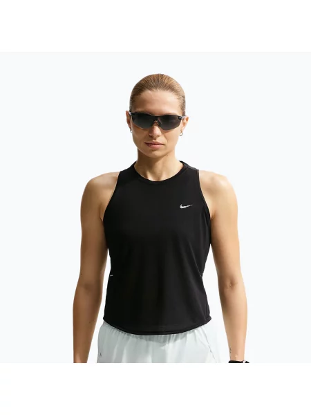 Дамска тениска за бягане Nike Swift Breathe Dri-Fit black/black/white бяло