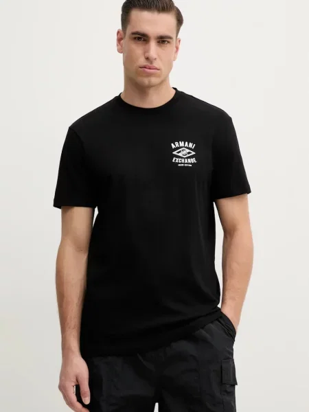 Тениска Armani Exchange с принт черно