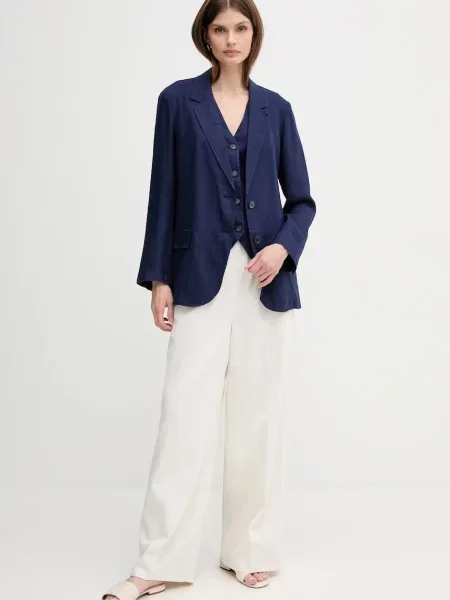 Лляний жилет United Colors of Benetton однобортний бежевий