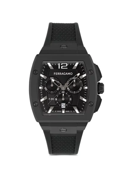 Часовник с хронограф Ferragamo черно