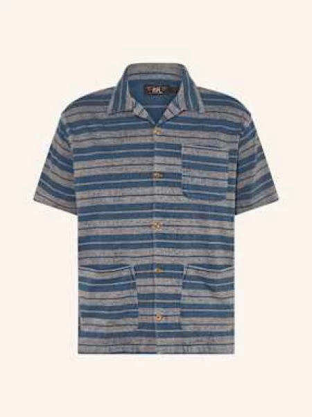 Rrl Košile S Krátkým Rukávem Comfort Fit Z Žerzejového Materiálu tmavě modrá/ světle hnědá modrá