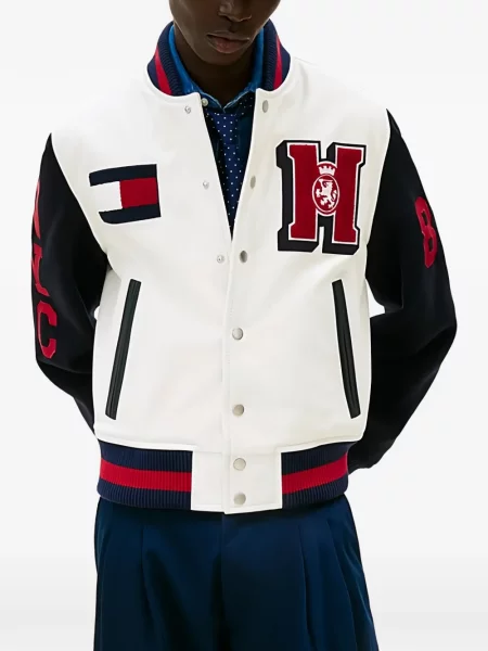 Geanta de piele Tommy Hilfiger cu aplicații alb