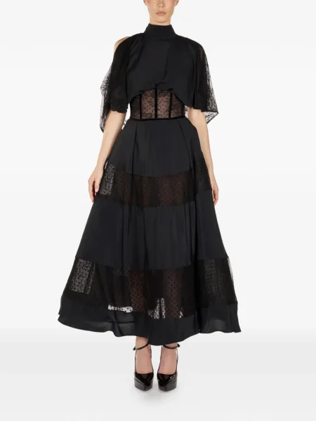 Rochie midi Araftu din dantelă până la genunchi de costum negru