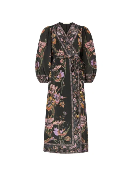 Rochie midi Marie Oliver cu model floral cu imagine plic negru