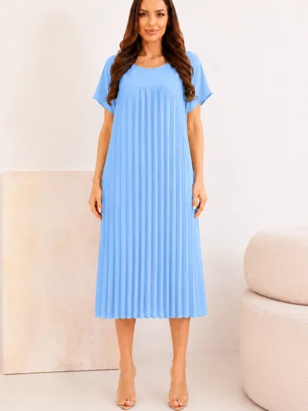 Rochie mini Kesi Włoski cu mâneci scurte albastru