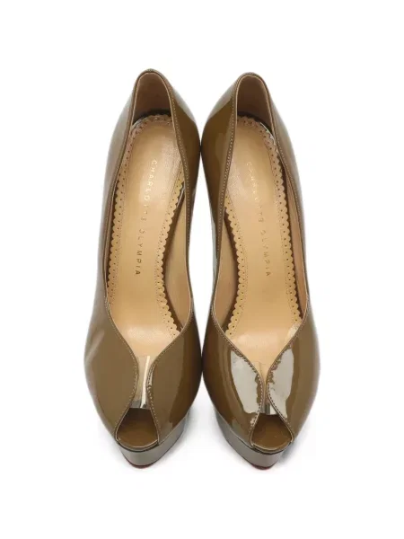 Pantofi cu toc Charlotte Olympia cu platformă verde