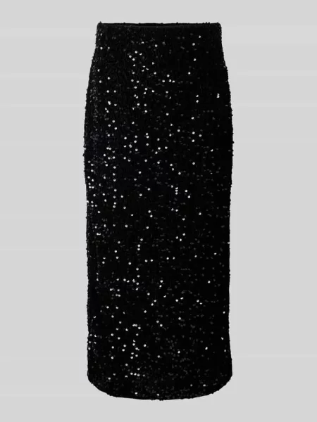 Spódnica midi o kroju podkreślającym sylwetkę z cekinami model ‘KAM’ Pieces czarna