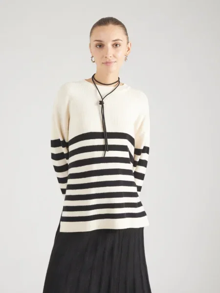 VERO MODA Pulover Clover negru alb