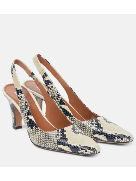 Pantofi cu toc Paris Texas din piele slingback cu model piele de șarpe