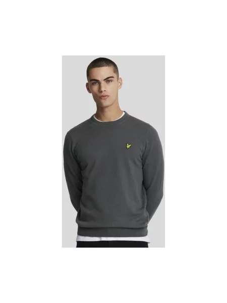 Sweter Lyle & Scott z okrągłym dekoltem szary