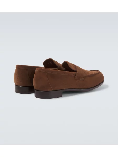 Pantofi loafer George Cleverley din piele de căprioară maro