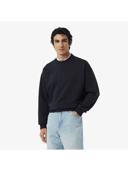 Lacoste Haftowana Bluza Polarowa czarny