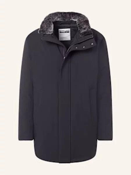 Parka o kroju regular fit z odpinanym obszyciem sztucznym futrem model Flex' Strellson granatowa