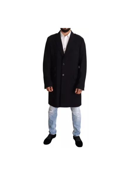 Długi trencz Dolce And Gabbana wełniany niebieski