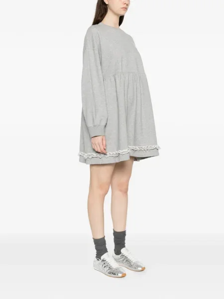 Rochie mini Ganni din dantelă de costum gri