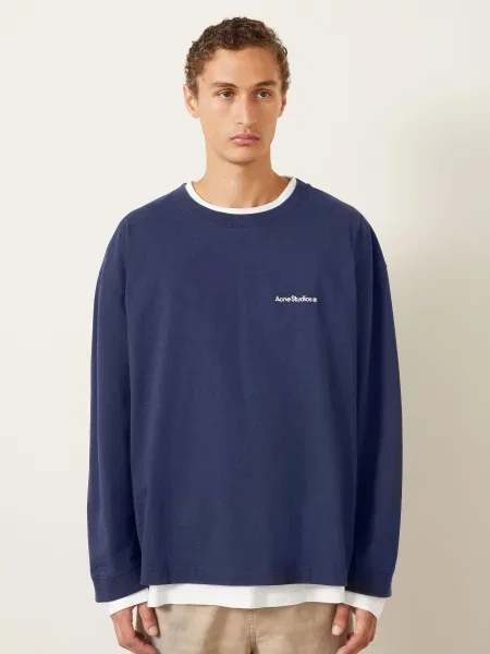 Acne Studios Mikiny Z Kombinace Materiálů tmavě modrá bílá