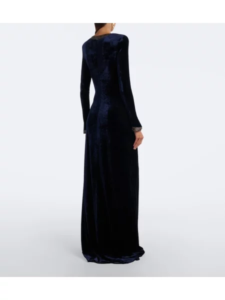 Rochie Ralph Lauren Collection din velur albastru