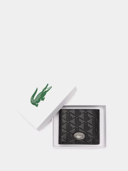 Кожаный кошелек Lacoste черный