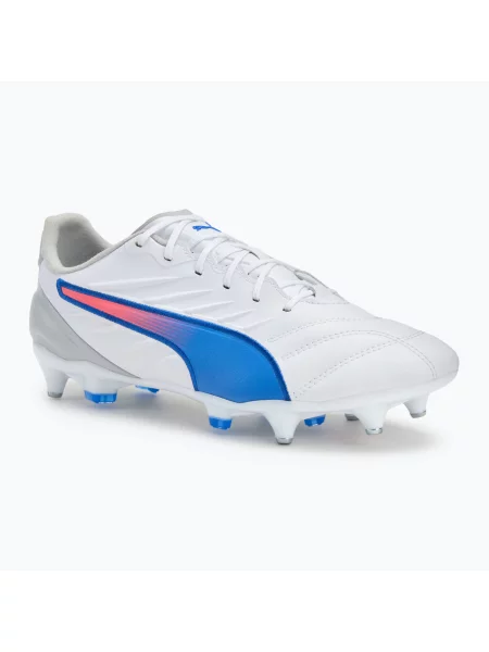 Încălțăminte de fotbal pentru bărbați PUMA King Pro MxSG puma white/bluemazing/flat light grey/sunset glow alb