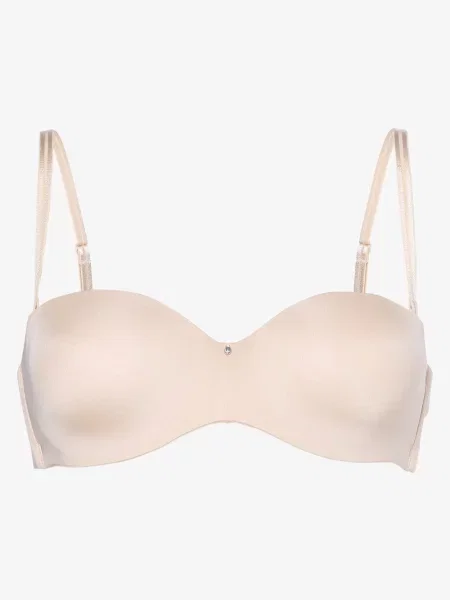 Lascana biustonosz z fiszbinami Kobiety Sztuczne włókno beżowy|różowy jednolity beżowy