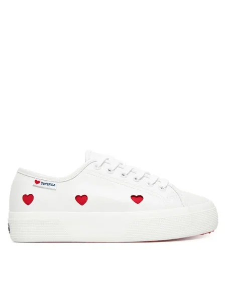 Кецове Superga на платформе със сърца бяло