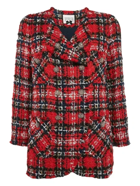 Płaszcz dwurzędowy Edward Achour Paris tweedowy dwurzędowy czerwony