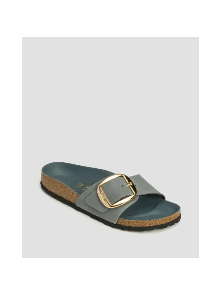 Birkenstock șlapi de piele Madrid Big Buckle albastru