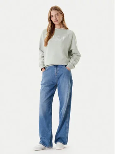 Tommy Jeans Mikina Script Zelená bílá