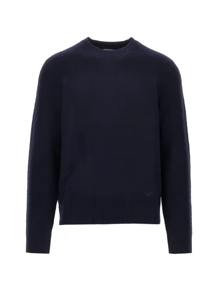 Pulover Emporio Armani cu decolteu rotund albastru