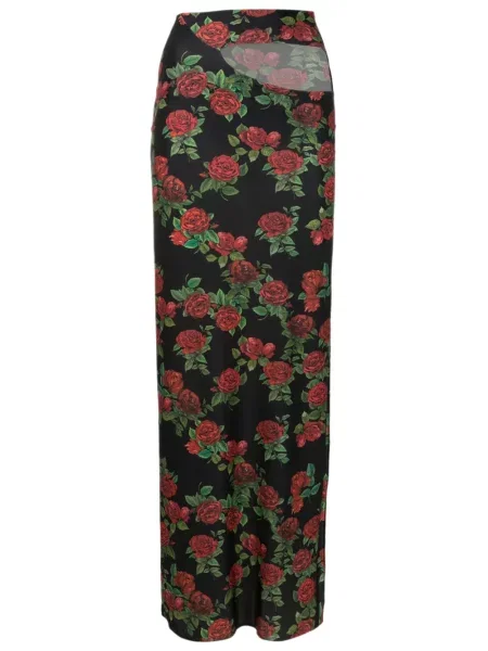 Fusta maxi Amir Slama cu model floral negru