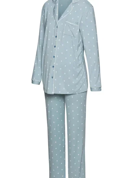 VIVANCE Pijama albastru deschis alb