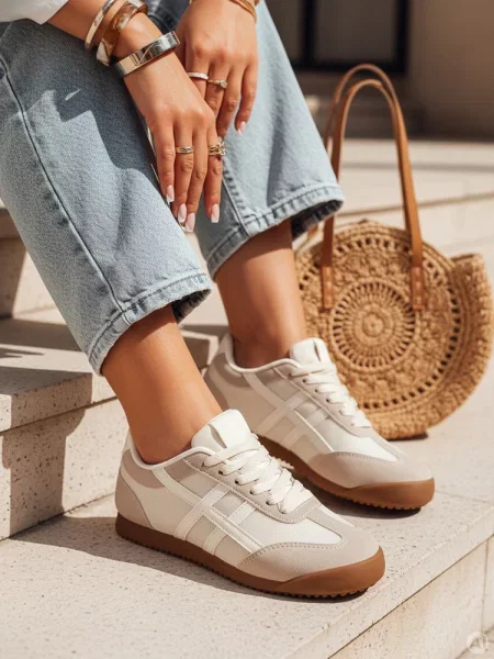 Sportowe sneakersy RUNLUX Dstreet beżowe