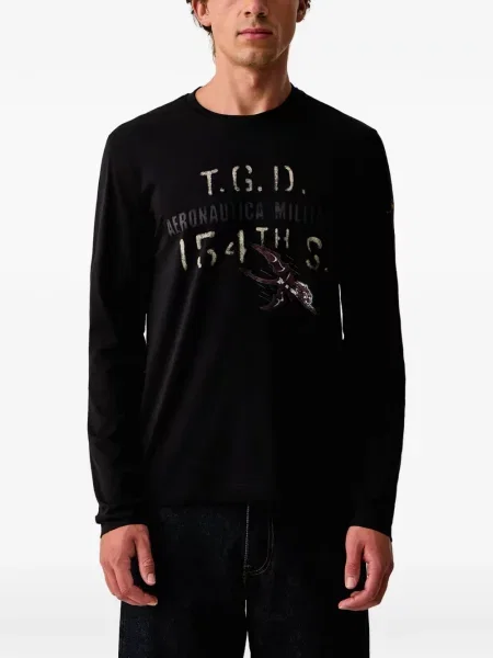Lung tricou Aeronautica Militare cu imagine negru
