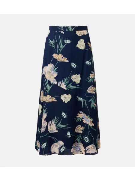 Fustă midi Erdem cu model floral albastru